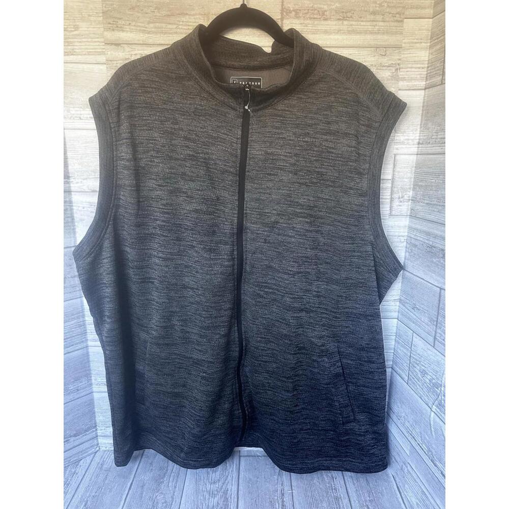 PGA TOUR Mens 2XL Two Tone Space Dyed Full Zip Vest Caviar Heather NWOT